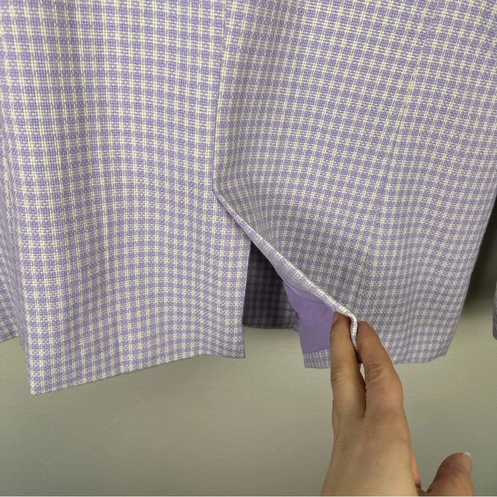 FORE Metallic Preppy Women's M Purple Checkered Coquette Single Breasted Blazer - Picture 6 of 7